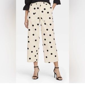 Who What Wear Polka Dot High Rise Cropped Pants